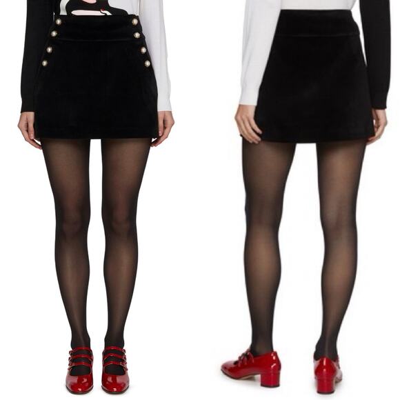 Alice + Olivia Women's Black Donald Velvet Mini Skirt Size 0